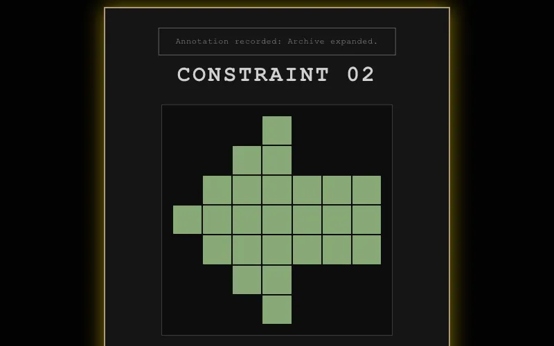Constraint 02 resolved into a green arrow, with the interface noting a preference for sequential processing